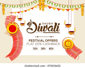 Creative sale banner or sale poster for festival of diwali celebration background.