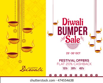 Creative sale banner or sale poster for festival of diwali celebration background.