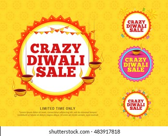 Creative sale banner or sale poster for festival of diwali celebration background.