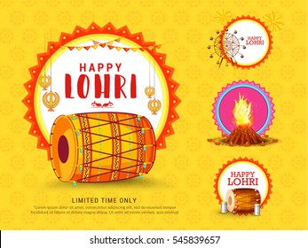 Creative sale banner or sale poster for festival of lohri celebration.