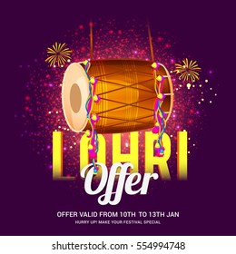 Creative sale banner or sale poster for festival of lohri celebration.