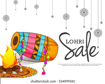 Creative sale banner or sale poster for festival of lohri celebration.