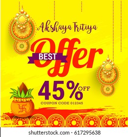 Creative Sale Banner Or sale Poster For Festival Of Akshaya Tritiya Celebration Background.