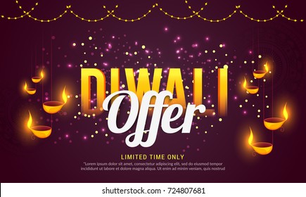 Creative Sale Banner Or Sale Poster For Festival Of Diwali Celebration Background.