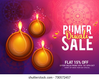 Creative Sale Banner Or Sale Poster For Festival Of Diwali Celebration Background.