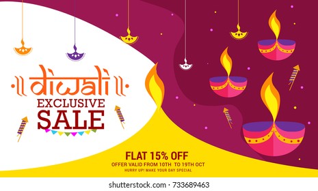 Creative sale banner or sale poster for festival of diwali celebration background.