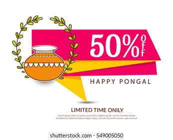 Creative sale banner or sale poster for harvesting festival of Pongal celebration.