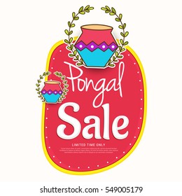 Creative sale banner or sale poster for harvesting festival of Pongal celebration.