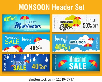 Creative Sale Banner Or Sale Poster Of Monsoon Season With Colorful Umbrella,rain Drop,Text Space Background Rainy Elements With
Hand Lettering Text For Promotion, Flyer And Greetings.