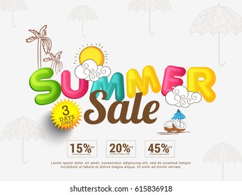 Creative Sale Banner Or Sale Poster Of Summer Season With Text Space Background.