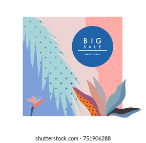 Creative Sale header or banner with discount offer. Design for seasonal  clearance. It can be used in advertising, web design, graphic design. 