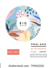 Creative Sale header or banner with discount offer. Design for seasonal  clearance. It can be used in advertising, web design, graphic design. 