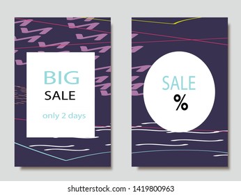 Creative Sale headers or banners with discount offer.Design for seasonal clearance.Art posters