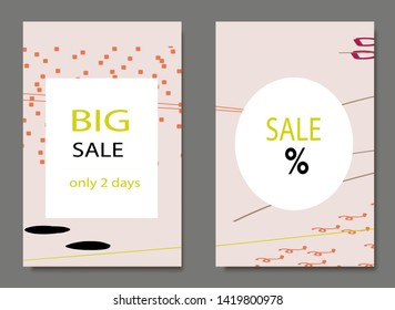 Creative Sale headers or banners with discount offer.Design for seasonal clearance.Art posters