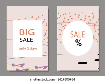 Creative Sale headers or banners with discount offer.Design for seasonal clearance.Art posters