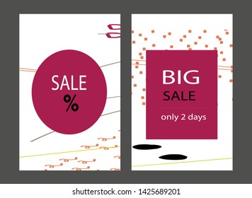 Creative Sale headers or banners with discount offer.Design for seasonal clearance.Art posters
