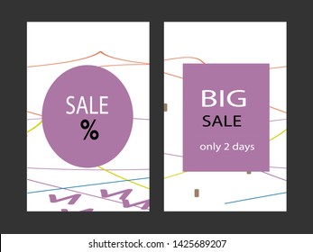 Creative Sale headers or banners with discount offer.Design for seasonal clearance.Art posters