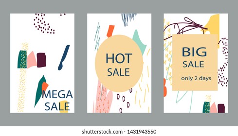 Creative Sale headers or banners with discount offer.Design for seasonal clearance.Art posters