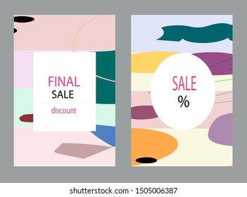 Creative Sale headers or banners with discount offer.Design for seasonal clearance.Art posters