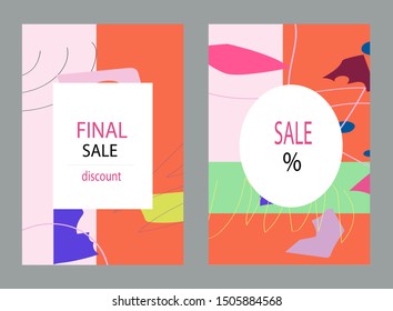 Creative Sale headers or banners with discount offer.Design for seasonal clearance.Art posters