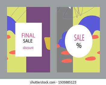 Creative Sale headers or banners with discount offer.Design for seasonal clearance.Art posters