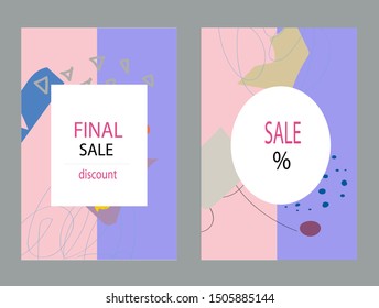 Creative Sale headers or banners with discount offer.Design for seasonal clearance.Art posters