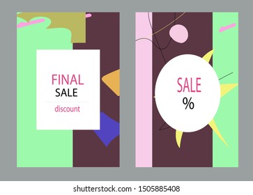 Creative Sale headers or banners with discount offer.Design for seasonal clearance.Art posters