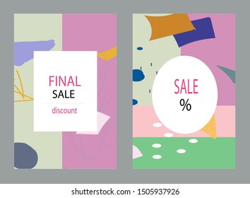 Creative Sale headers or banners with discount offer.Design for seasonal clearance.Art posters
