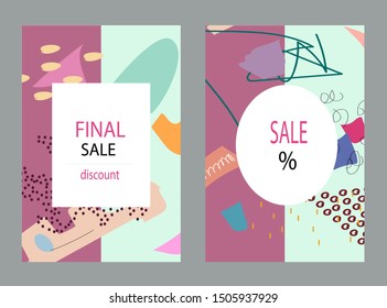Creative Sale headers or banners with discount offer.Design for seasonal clearance.Art posters