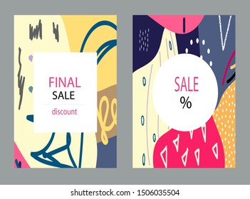 Creative Sale headers or banners with discount offer.Design for seasonal clearance.Art posters