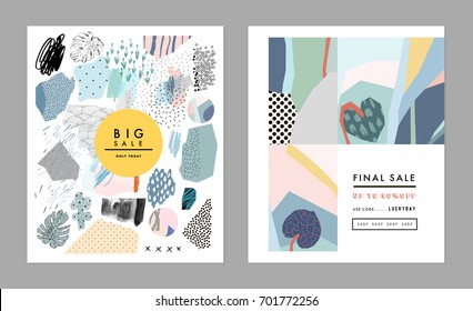 Creative Sale headers or banners with discount offer. Design for seasonal  clearance. It can be used in advertising, web design, graphic design. 