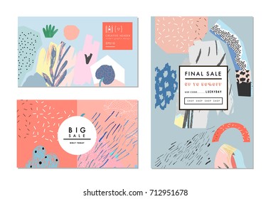 Creative Sale headers or banners with discount offer. Design for seasonal  clearance. It can be used in advertising, web design, graphic design. 