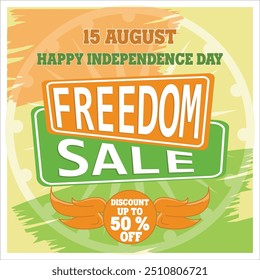 Creative sale for Indian independence day 15 August. flat vector modern illustration 