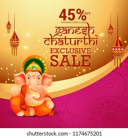 Creative sale poster or sale banner for festival of ganesh chaturthi celebration.
