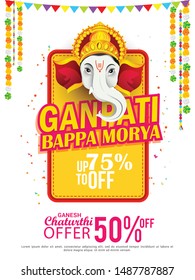 Creative sale poster or sale banner for festival of ganesh chaturthi celebration.