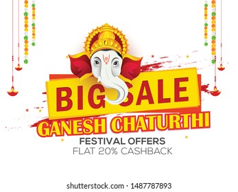 Creative sale poster or sale banner for festival of ganesh chaturthi celebration.