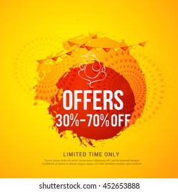 Creative sale poster or sale banner for festival of ganesh chaturthi celebration.