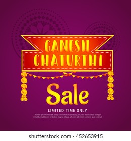 Creative sale poster or sale banner for festival of ganesh chaturthi celebration.