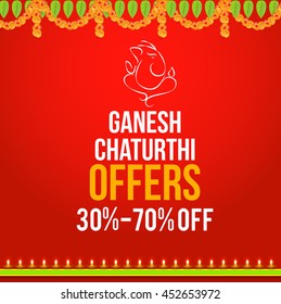 Creative sale poster or sale banner for festival of ganesh chaturthi celebration.
