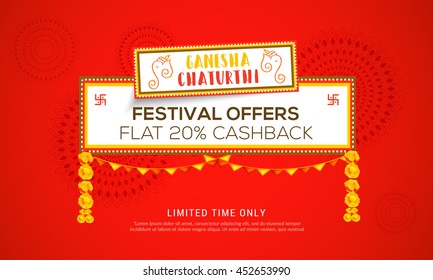 Creative sale poster or sale banner for festival of ganesh chaturthi celebration.