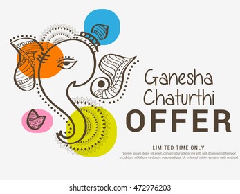 Creative sale poster or sale banner for festival of ganesh chaturthi celebration.