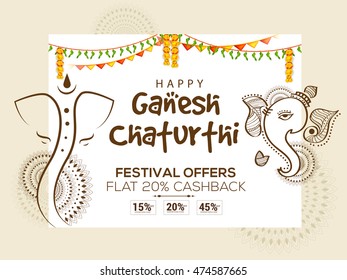 Creative sale poster or sale banner for festival of ganesh chaturthi celebration.