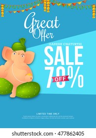 Creative sale poster or sale banner for festival of ganesh chaturthi celebration.