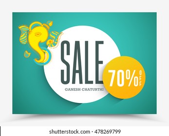 Creative sale poster or sale banner for festival of ganesh chaturthi celebration.