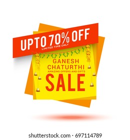 Creative Sale Poster Or Sale Banner For Festival Of Ganesh Chaturthi Celebration.