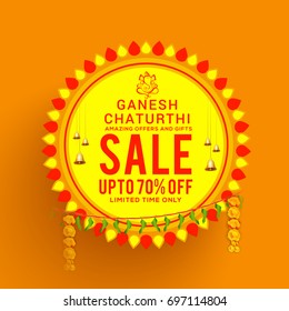 Creative Sale Poster Or Sale Banner For Festival Of Ganesh Chaturthi Celebration.