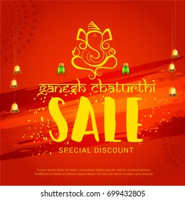 Creative Sale Poster Or Sale Banner For Festival Of Ganesh Chaturthi Celebration.