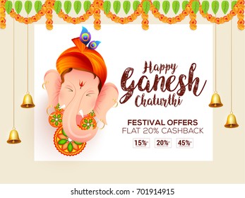 Creative Sale Poster Or Sale Banner For Festival Of Ganesh Chaturthi Celebration.