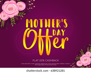 Creative Sale Poster Or Sale Banner Of Happy Mothers Day.