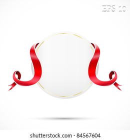 Creative sale tag. Circle creative tag with red ribbon.Vector